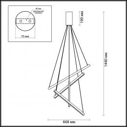 Odeon light 3860/48L L-VISION ODL19 192 золото Подвесной светильник LED 48W 2700Лм 3000К 220V COMETA  - 2 купить